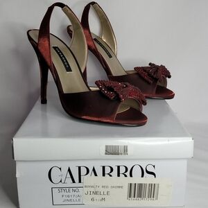 Caparros Jinelle Red Shimmer Evening Shoes